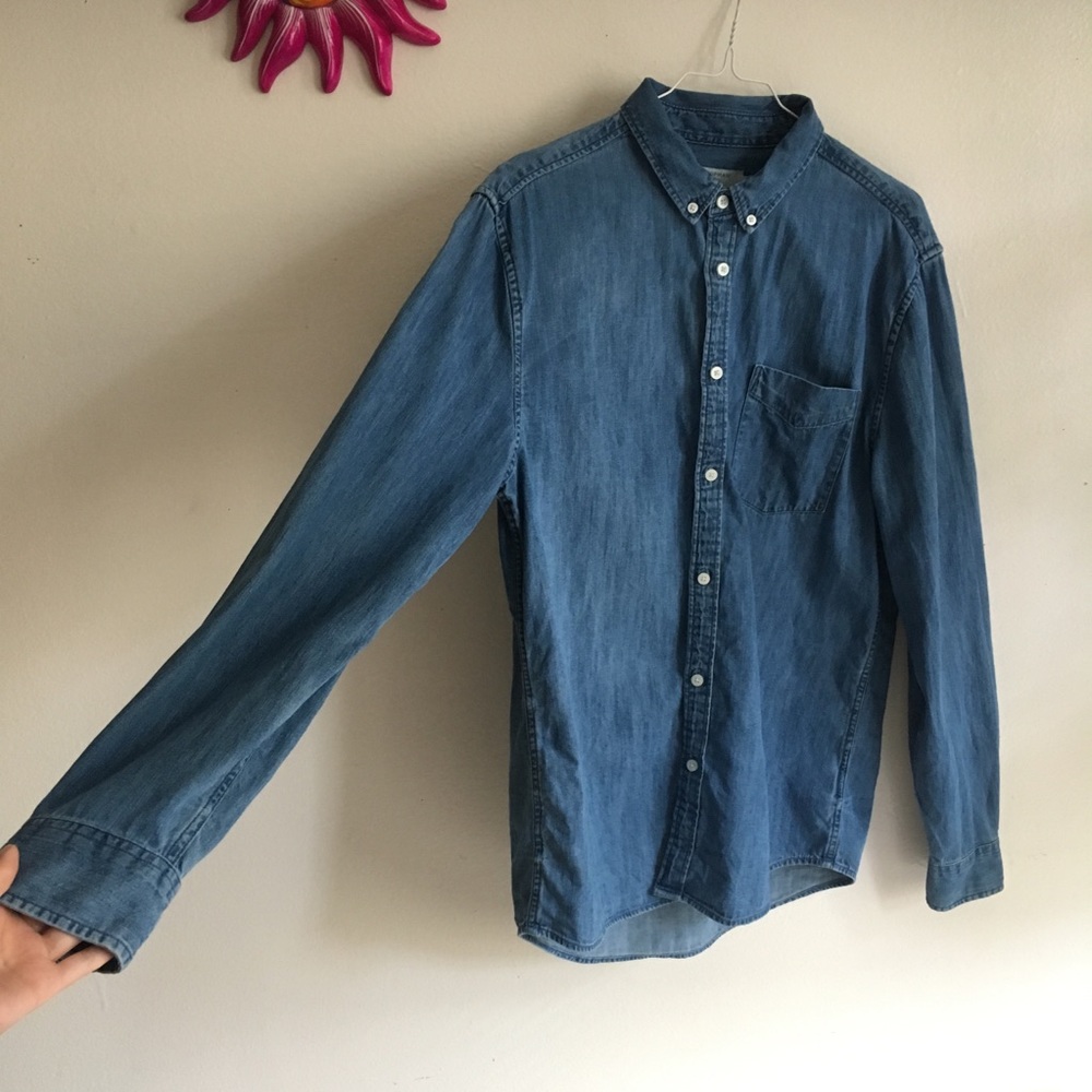 Topman Denim Long Sleeve Shirt